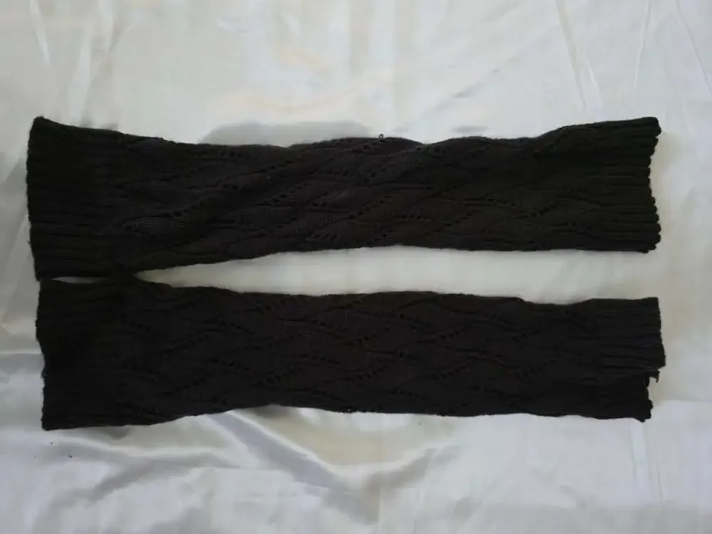 New Chocolate Brown Knitted Cable Knit Leg Warmers Black Winter Boot Cuffs